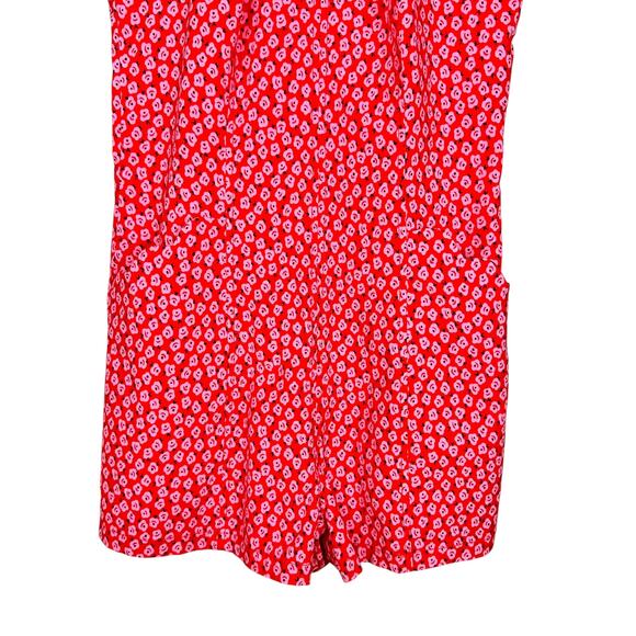 by Anthropologie Scallop Halter Short Romper High Neck in Pink Floral Sz 8 US - Picture 9 of 15